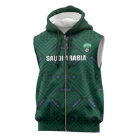 Custom Saudi Arabia Football Sleeveless Zip Hoodie 2026 Arabian Falcons Sporty Version - Wonder Print Shop