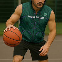 Custom Saudi Arabia Football Sleeveless Zip Hoodie 2026 Arabian Falcons Sporty Version - Wonder Print Shop