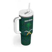 Custom Saudi Arabia Football Tumbler With Handle 2026 Arabian Falcons Sporty Version - Wonder Print Shop