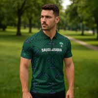 Custom Saudi Arabia Football Zipper Polo Shirt 2026 Arabian Falcons Sporty Version - Wonder Print Shop