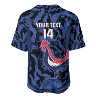 Custom France Football Baseball Jersey 2026 Allez Les Bleus Rooster Grunge - Wonder Print Shop