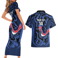 Custom France Football Couples Matching Short Sleeve Bodycon Dress and Hawaiian Shirt 2026 Allez Les Bleus Rooster Grunge - Wonder Print Shop