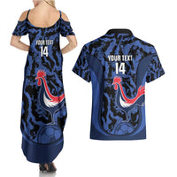 Custom France Football Couples Matching Summer Maxi Dress and Hawaiian Shirt 2026 Allez Les Bleus Rooster Grunge - Wonder Print Shop