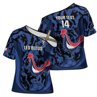 Custom France Football Cross Shoulder Shirt 2026 Allez Les Bleus Rooster Grunge - Wonder Print Shop