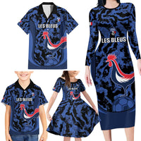 Custom France Football Family Matching Long Sleeve Bodycon Dress and Hawaiian Shirt 2026 Allez Les Bleus Rooster Grunge - Wonder Print Shop