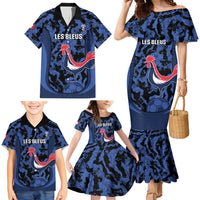 Custom France Football Family Matching Mermaid Dress and Hawaiian Shirt 2026 Allez Les Bleus Rooster Grunge - Wonder Print Shop