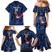 Custom France Football Family Matching Mermaid Dress and Hawaiian Shirt 2026 Allez Les Bleus Rooster Grunge - Wonder Print Shop