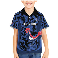 Custom France Football Family Matching Mermaid Dress and Hawaiian Shirt 2026 Allez Les Bleus Rooster Grunge - Wonder Print Shop