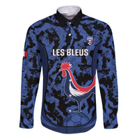 Custom France Football Family Matching Off The Shoulder Long Sleeve Dress and Hawaiian Shirt 2026 Allez Les Bleus Rooster Grunge - Wonder Print Shop
