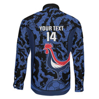 Custom France Football Family Matching Off The Shoulder Long Sleeve Dress and Hawaiian Shirt 2026 Allez Les Bleus Rooster Grunge - Wonder Print Shop