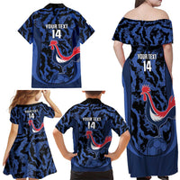 Custom France Football Family Matching Off Shoulder Maxi Dress and Hawaiian Shirt 2026 Allez Les Bleus Rooster Grunge - Wonder Print Shop