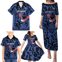 Custom France Football Family Matching Puletasi and Hawaiian Shirt 2026 Allez Les Bleus Rooster Grunge - Wonder Print Shop