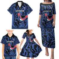 Custom France Football Family Matching Puletasi and Hawaiian Shirt 2026 Allez Les Bleus Rooster Grunge - Wonder Print Shop
