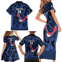 Custom France Football Family Matching Short Sleeve Bodycon Dress and Hawaiian Shirt 2026 Allez Les Bleus Rooster Grunge - Wonder Print Shop