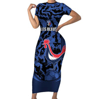 Custom France Football Family Matching Short Sleeve Bodycon Dress and Hawaiian Shirt 2026 Allez Les Bleus Rooster Grunge - Wonder Print Shop