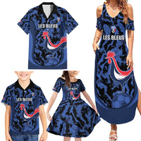 Custom France Football Family Matching Summer Maxi Dress and Hawaiian Shirt 2026 Allez Les Bleus Rooster Grunge - Wonder Print Shop