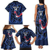 Custom France Football Family Matching Tank Maxi Dress and Hawaiian Shirt 2026 Allez Les Bleus Rooster Grunge - Wonder Print Shop