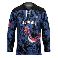 Custom France Football Hockey Jersey 2026 Allez Les Bleus Rooster Grunge - Wonder Print Shop