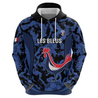Custom France Football Hoodie 2026 Allez Les Bleus Rooster Grunge - Wonder Print Shop
