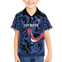 Custom France Football Kid Hawaiian Shirt 2026 Allez Les Bleus Rooster Grunge - Wonder Print Shop