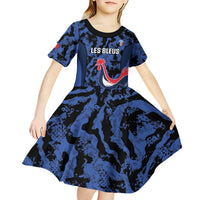 Custom France Football Kid Short Sleeve Dress 2026 Allez Les Bleus Rooster Grunge - Wonder Print Shop