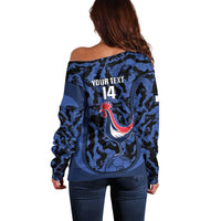Custom France Football Off Shoulder Sweater 2026 Allez Les Bleus Rooster Grunge - Wonder Print Shop