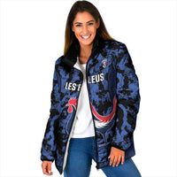 Custom France Football Padded Jacket 2026 Allez Les Bleus Rooster Grunge - Wonder Print Shop