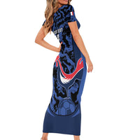 Custom France Football Short Sleeve Bodycon Dress 2026 Allez Les Bleus Rooster Grunge - Wonder Print Shop