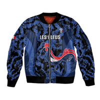 Custom France Football Sleeve Zip Bomber Jacket 2026 Allez Les Bleus Rooster Grunge - Wonder Print Shop