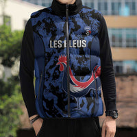 Custom France Football Sleeveless Puffer Jacket 2026 Allez Les Bleus Rooster Grunge - Wonder Print Shop