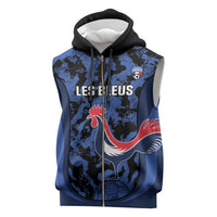 Custom France Football Sleeveless Zip Hoodie 2026 Allez Les Bleus Rooster Grunge - Wonder Print Shop