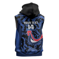 Custom France Football Sleeveless Zip Hoodie 2026 Allez Les Bleus Rooster Grunge - Wonder Print Shop