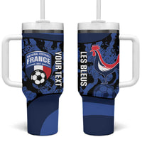 Custom France Football Tumbler With Handle 2026 Allez Les Bleus Rooster Grunge - Wonder Print Shop