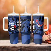 Custom France Football Tumbler With Handle 2026 Allez Les Bleus Rooster Grunge - Wonder Print Shop