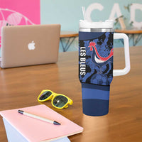 Custom France Football Tumbler With Handle 2026 Allez Les Bleus Rooster Grunge - Wonder Print Shop