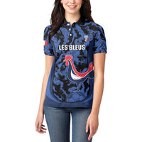 Custom France Football Women Polo Shirt 2026 Allez Les Bleus Rooster Grunge - Wonder Print Shop