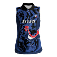 Custom France Football Women Sleeveless Polo Shirt 2026 Allez Les Bleus Rooster Grunge - Wonder Print Shop