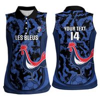 Custom France Football Women Sleeveless Polo Shirt 2026 Allez Les Bleus Rooster Grunge - Wonder Print Shop