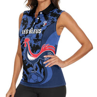 Custom France Football Women Sleeveless Polo Shirt 2026 Allez Les Bleus Rooster Grunge - Wonder Print Shop