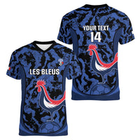 Custom France Football Women V-Neck T-Shirt 2026 Allez Les Bleus Rooster Grunge - Wonder Print Shop