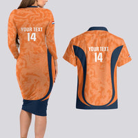 Custom Netherlands Football Couples Matching Long Sleeve Bodycon Dress and Hawaiian Shirt 2026 Come On Oranje - Wonder Print Shop