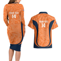 Custom Netherlands Football Couples Matching Long Sleeve Bodycon Dress and Hawaiian Shirt 2026 Come On Oranje - Wonder Print Shop