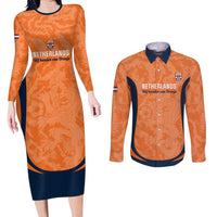 Custom Netherlands Football Couples Matching Long Sleeve Bodycon Dress and Long Sleeve Button Shirt 2026 Come On Oranje - Wonder Print Shop
