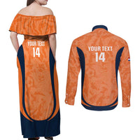 Custom Netherlands Football Couples Matching Off Shoulder Maxi Dress and Long Sleeve Button Shirt 2026 Come On Oranje - Wonder Print Shop