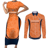Custom Netherlands Football Couples Matching Short Sleeve Bodycon Dress and Long Sleeve Button Shirt 2026 Come On Oranje - Wonder Print Shop