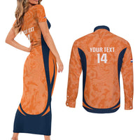 Custom Netherlands Football Couples Matching Short Sleeve Bodycon Dress and Long Sleeve Button Shirt 2026 Come On Oranje - Wonder Print Shop