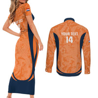 Custom Netherlands Football Couples Matching Short Sleeve Bodycon Dress and Long Sleeve Button Shirt 2026 Come On Oranje - Wonder Print Shop
