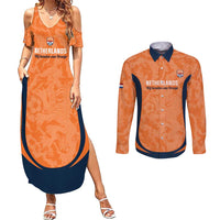Custom Netherlands Football Couples Matching Summer Maxi Dress and Long Sleeve Button Shirt 2026 Come On Oranje - Wonder Print Shop