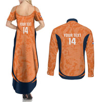 Custom Netherlands Football Couples Matching Summer Maxi Dress and Long Sleeve Button Shirt 2026 Come On Oranje - Wonder Print Shop