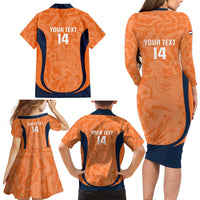 Custom Netherlands Football Family Matching Long Sleeve Bodycon Dress and Hawaiian Shirt 2026 Come On Oranje - Wonder Print Shop